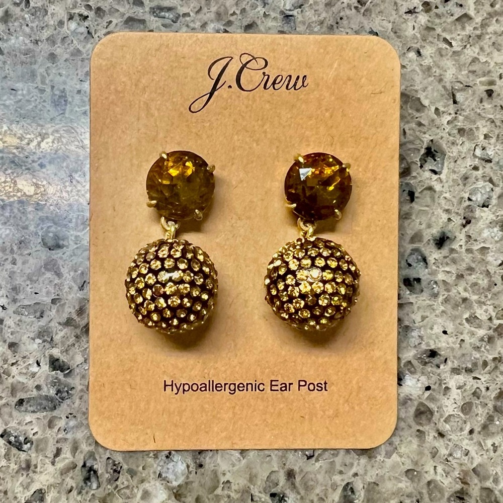 J. Crew Gold Rhinestone Earrings -NWT